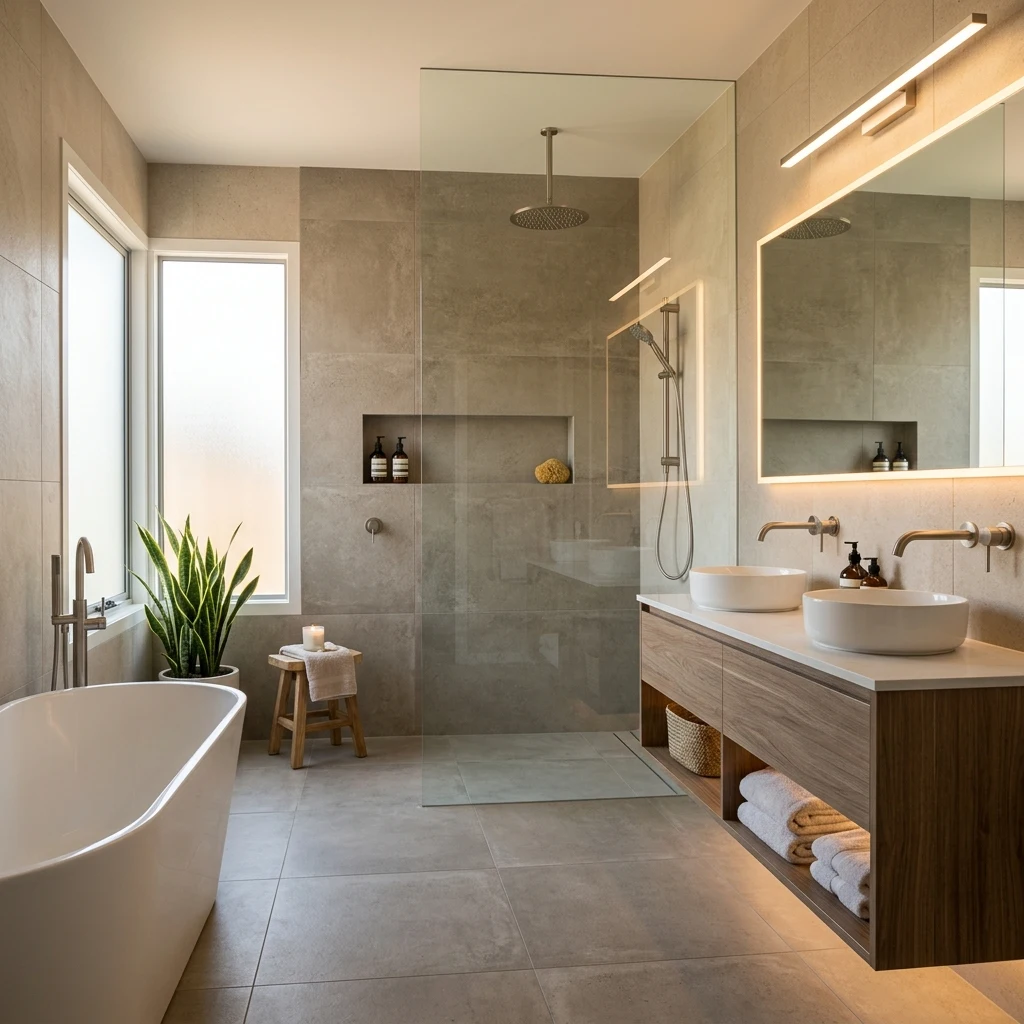 Diseño de baño spa en Navarra, proyecto realizado por Muebles Pascual en Navarra