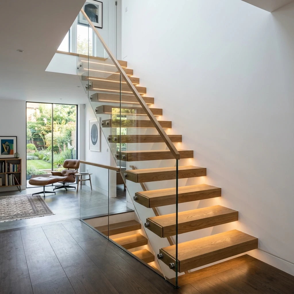 Escaleras de diseño en Navarra, proyecto realizado por Muebles Pascual en Navarra